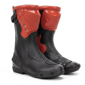 Botas de Motocicleta para Hombre, Cómodas, Antideslizantes, de Cuero, Resistentes al Viento y al Agua, Color Rojo Claro, Estilo Deportivo, Urbano, de Aventura, con Estampado - Product Image 1