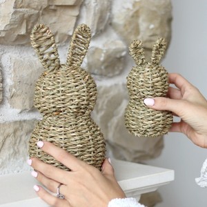 Hand-woven seagrass straw easter bunny figure decor sea grass rabbits high quality gifts for kids - Product Image 6