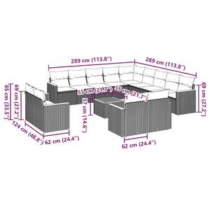 Set Divano da Giardino Nero e Bianco Crema - Product Image 3