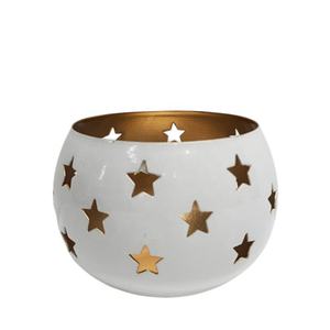 Bougie Votive en fer couleur or et ivoire, pot de bougie de grande taille et porte-bougie et décoration de la maison en vrac - Product Image 3