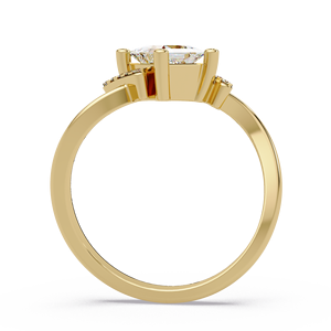 Bague de fiançailles élégante en diamant de laboratoire taille princesse, en or pur 14 carats, avec tige bypass, 0,75 ct TW, couleur E, bijoux fins - Product Image 4