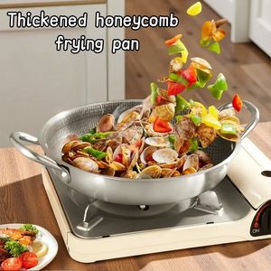 Wok en acier inoxydable 28 cm, double poignée, sans revêtement, sans couvercle, écologique, capacité 18 L, pour cuisinière à gaz et à induction, lavage à la main uniquement - Product Image 2
