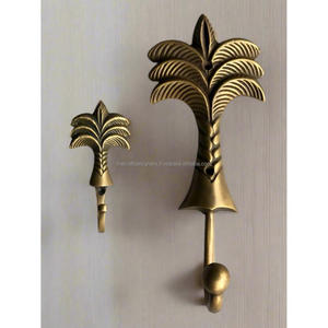Handmade Luxury Palm Tree <b>Hooks</b> Gift Sets Wall Decor Cast Brass Gold Finish Wall <b>Hooks</b> For Cloths <b>Towel</b> Holder Hot Sell - Product Image 2