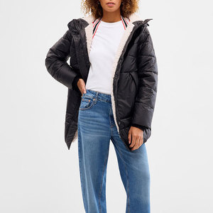 Veste matelassée réversible en laine pour femme, nouvelle mode, streetwear d'extérieur, manteau long à capuche, épaisse pour l'hiver - Product Image 1