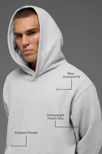 Pull-over oversize vierge en coton épais, style streetwear, basique, personnalisable, pour impression et broderie, fabricant de sweats à capuche - Product Image 3