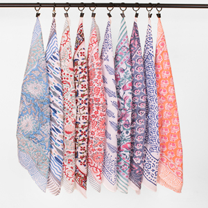 Sustainable Cotton Floral Bandanas Handmade Block Print Breathable <b>Head</b> Neck Band Wrist Band Hair Tie Trendy <b>Wrap</b> for All - Product Image 5