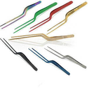 Durable Stainless Steel 14cm Chef Plating Tweezers Curved Pointed Tip for Food Presentation Kitchen Tool Altomme Instruments - Product Image 1