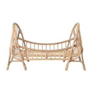 Hot Selling Rattan Bed For <b>Dolls</b> Woven Rattan Baby <b>Doll</b> Bed Vintage Style Nursery Decor with Mattress Wholesale - Product Image 2