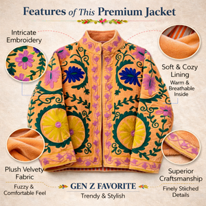 Chaqueta Bomber de Terciopelo Artesanal Premium para Mujer, con Bordado Floral, Cuello Alto, Estilo Casual, Directo de Fábrica - Product Image 3