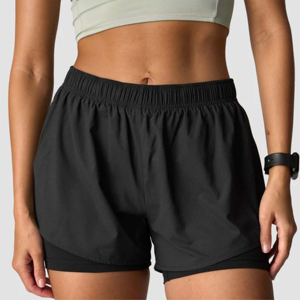 Shorts Deportivos de Cintura Alta para Mujer, Color Sólido, Decoración con Botones, Transpirables, Shorts Cortos para Damas, Cintura Elástica - Product Image 1