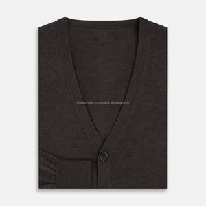 Hot Selling Custom <b>Men's</b> Casual V Neck Knitted Wool/Acrylic Breathable Sweater <b>Cardigan</b> Loose Comfortable Solid Warm <b>Long</b> Sleeve - Product Image 3