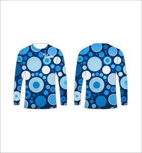 Maillot de sport personnalisé à manches longues par sublimation, léger, avec motif circulaire aux nuances bleues – Fournisseur de vêtements en gros - Product Image 1