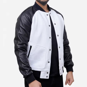 Chaqueta Varsity Personalizada para Hombre, Cuello Alto, Diseño con Letras, Chaqueta de Béisbol de Lana, Tela de Lona para Primavera/Invierno - Product Image 3