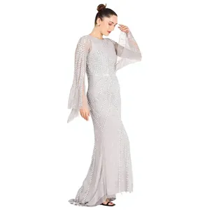 Luxury Silver Sequin Beaded Evening Gown Elegant <b>Long</b> <b>Sleeve</b> Mermaid <b>Prom</b> <b>Dress</b> Women Formal Party Floor-Length Maxi <b>Dress</b> - Product Image 1