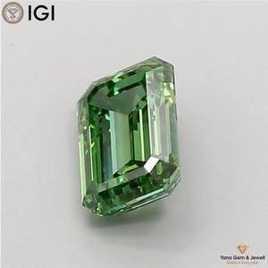 Fine Clarity VVS2 Fancy Vivid <b>Green</b> Color Emerald Cut 2.01 Carat with IGI Certificate CVD Lab Grown Diamond for Premium Pendant - Product Image 3