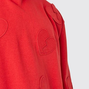 Sudadera con Capucha Oversize Roja para Hombre con Estampado de Corazón Roto, Estilo Casual Urbano, Sudadera de Forro Polar para Otoño - Product Image 3