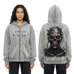 Sudadera con Capucha Personalizada Marrón Memento Mori para Mujer, Estilo Estético Oversize, con Gráfico de Calavera y Letras Góticas, Streetwear - Product Image 5