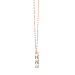 Collier pendentif vertical élégant à trois diamants en or rose 18 carats avec diamant de laboratoire de 1,11 ct, luxe minimaliste pour fiançailles et soirées - Product Image 3