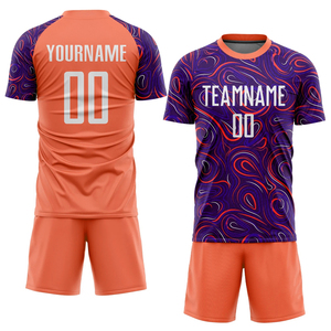Conjunto de Camiseta y Pantalones Cortos de Fútbol Sublimados Personalizados, Color Degradado, Cuello Redondo, Manga Corta, Absorbe la Humedad, Ropa Deportiva Unisex para Adultos - Product Image 6