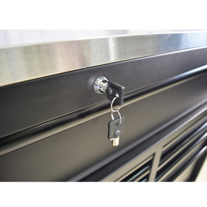 Gabinete de almacenamiento de herramientas de acero con recubrimiento en polvo de 61 pulgadas y 10 cajones al por mayor con ruedas para taller mecánico OEM personalizable - Product Image 4