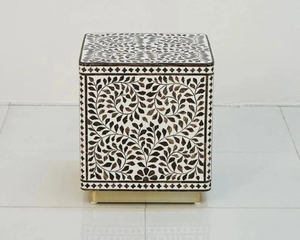 Modern Handmade Wooden Bone Resin Inlay Table for <b>Stool</b> Ottoman <b>Bedroom</b> Hotel Living Room Furniture Direct Factory FAIZA CRAFT - Product Image 4