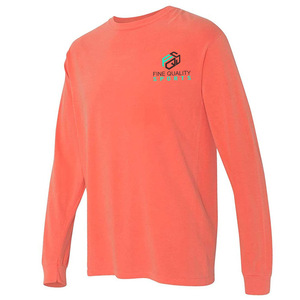 T-shirt de performance à manches longues pour homme en corail avec impression de logo personnalisé – Haut de sport athlétique léger - Product Image 2