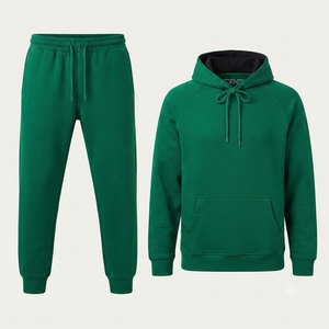 Ensemble de survêtement pour homme 100% coton, couleur unie, automne-hiver, tendance, avec cordon de serrage réglable, prix de gros - Product Image 2