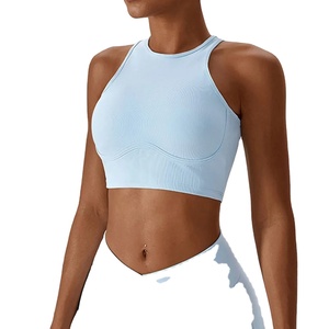 Soutien-gorge de sport rembourré amovible réversible pour femmes Soutiens-gorge de fitness push-up sans couture respirants pour la course à pied Style simple - Product Image 2