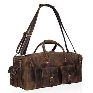 Sac de voyage en cuir véritable pour homme, sac de week-end fait main, grande capacité, sac de sport en cuir de luxe, style vintage - Product Image 3