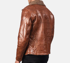 Blouson de motard en cuir imperméable personnalisé pour homme, design de qualité, gaufrage noir, blouson court en cuir zippé avec doublure en laine - Product Image 5