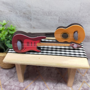 Miniatura de Guitarra de Madera, Figura de Guitarra Eléctrica Roja, Decoración de Instrumento Musical para Casa de Muñecas, Decoración de Escenas DIY para mayores de 14 años - Product Image 5