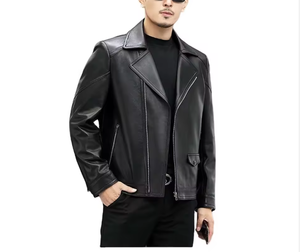 แจ็คเก็ตหนังสไตล์เบสบอลลำลองแบรนด์ดังสำหรับผู้ชาย - Product Image 1