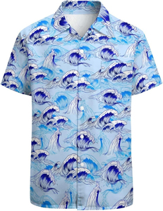 Chemise d'été tropicale pour homme à manches courtes, imprimé floral hawaïen, décontractée, boutonnée, colorée, pour les vacances - Product Image 1