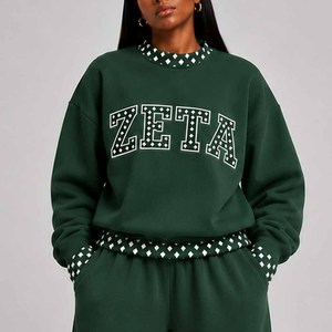 Zeta OEM Custom <b>Mock</b> <b>Neck</b> Cotton Fleece Sweatshirt Women Men Ladies Unisex Polka Dot Gingham Patch Greek Apparel Clothing - Product Image 6