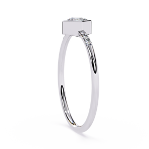 Anillo de Compromiso de Diamante Corte Princesa Platino con Diamantes Laterales, Certificado GIA, Estilo Clásico para Mujer - Product Image 3