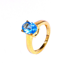 Anillo de Compromiso Clásico para Mujer, con Topacio Azul y Plata de Ley 925, para Bodas - Product Image 3
