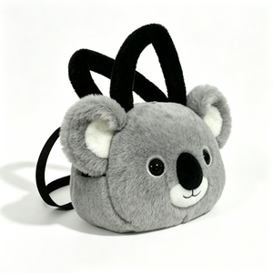 Sac bandoulière koala en peluche personnalisé, sac à main en peluche avec visage de koala mignon, sac à bandoulière koala gris, sac fourre-tout en peluche sur le thème des animaux pour enfants - Product Image 2