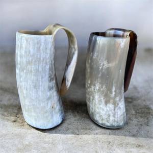 Taza Artesanal de Lujo Ecológica Grabada a Medida de Cuerno de Búfalo y Cuerno de Buey para Cerveza/Ale/Miel, Regalo Nórdico Medieval FAIZA CRAFT - Product Image 2