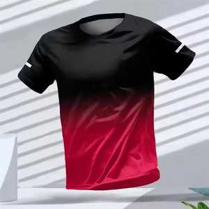 Camiseta Deportiva de Tenis para Hombre, Cuello Redondo, Manga Corta, Color Degradado, Absorbe la Humedad, Ajuste Atlético, 100% Poliéster - Product Image 5