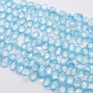 Perles de pierres précieuses en topaze bleue ciel facettées en forme de poire de 7-8 mm de Lakshya Enterprises, pierre naturelle, évaluation tierce, prix de gros - Product Image 2