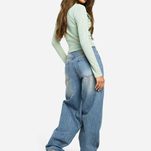 Nouveau Jean Oversize de Haute Qualité en Denim Personnalisable 100% Coton, Pantalon Baggy 2026 avec Broderie Élégante pour Femme - Product Image 3