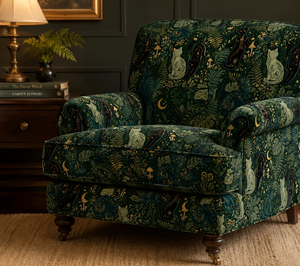 Tissu d'ameublement imprimé scène forestière fantaisiste au mètre, motif naturel de forêt enchantée pour la décoration intérieure - Product Image 1
