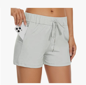 กางเกงขาสั้นผ้าฝ้ายเอวสูงสำหรับผู้หญิง, กางเกงระบายอากาศได้ดีมีกระเป๋าสวมใส่สบายเหมาะสำหรับเดินทาง - Product Image 2
