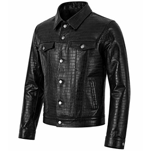 Veste de motard en cuir véritable gaufré noir pour homme, imperméable, respirante et coupe-vent - Product Image 1