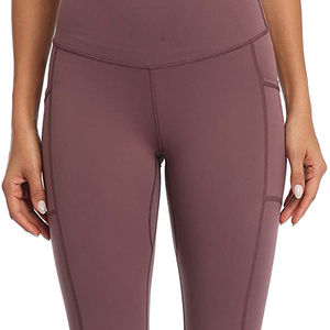 Leggings de yoga longs taille haute, couleur unie, anti-humidité, durables, en mélange de spandex, écologiques, extensibles dans les quatre sens, effet ventre plat et push-up - Product Image 6