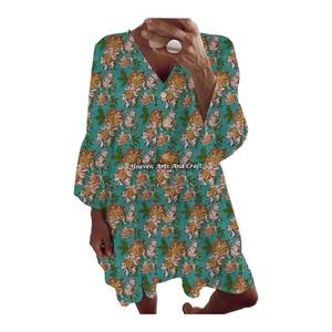 Haut/Robe d'été en coton imprimé à la main, motif floral, pour femme, en pur coton indien - Product Image 3