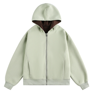 Sweat-shirt à capuche unisexe personnalisé avec fermeture éclair intégrale, couleur unie, en coton French Terry, décontracté, coupe classique, pour l'automne - Product Image 2