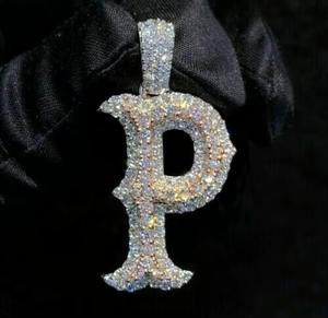 2.00Ct Real Moissanite Pendant Customized <b>Letter</b> 14K Yellow <b>Gold</b> Plated Sterling Silver Jewelry Fine Pendants Party Diamond - Product Image 1