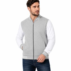 Unisex Gray Quilted <b>Jacket</b> White Sleeves Single Button Closure Stand Collar <b>Fleece</b> <b>Lining</b> Breathable Windproof Winter Casual - Product Image 5