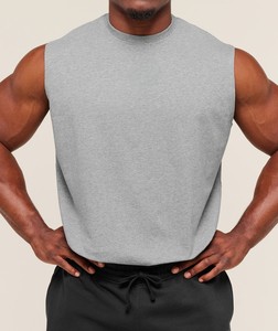 Débardeurs de sport en coton personnalisés avec logo pour hommes, sans manches, pour la course, la musculation et l'entraînement, avec faible MOQ - Product Image 3